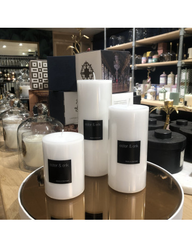 Cierge pilier Blanc laqué 15 cm