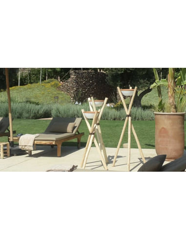 Bougie en terre cuite pour extérieur - Naturel et blanc