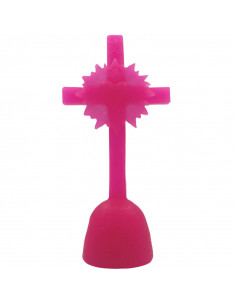 Croix Coeur de lumière - Rose fluo - Ciergerie des Prémontrés