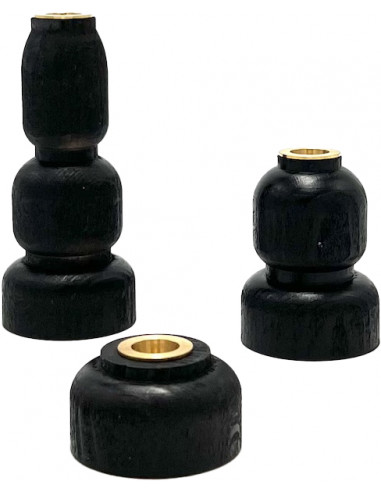 Set 3 bougeoirs bois et laiton - Carbone