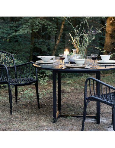 Table d'extérieur métal noir 120 cm
