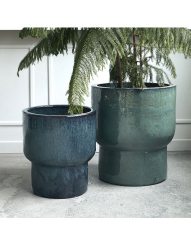 Jardinière verte faïence 50x55 cm -...