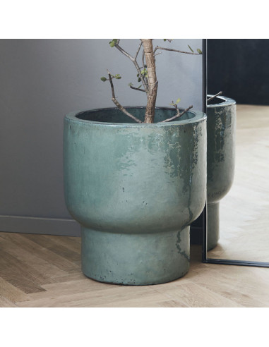 Jardinière verte faïence 40x45 cm -...