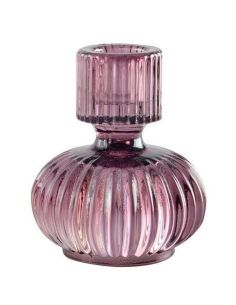 Bougeoir en verre violet 
