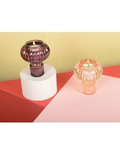 Bougeoir en verre violet  2