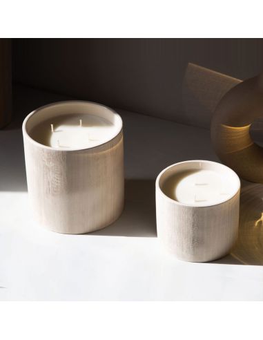 Bougie Striée Blanche S - Fleur d'Oranger