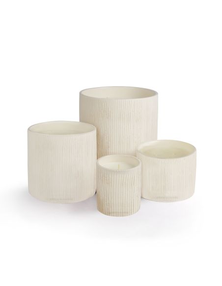 Bougie Striée Blanche S - Fleur d'Oranger