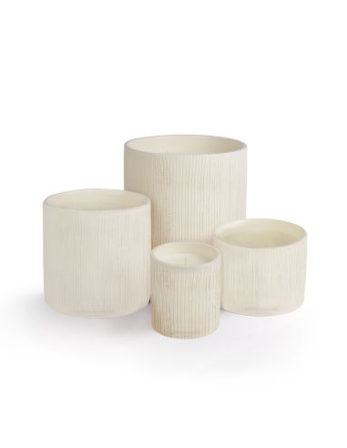 Bougie Striée blanche L - Fleur d'Oranger