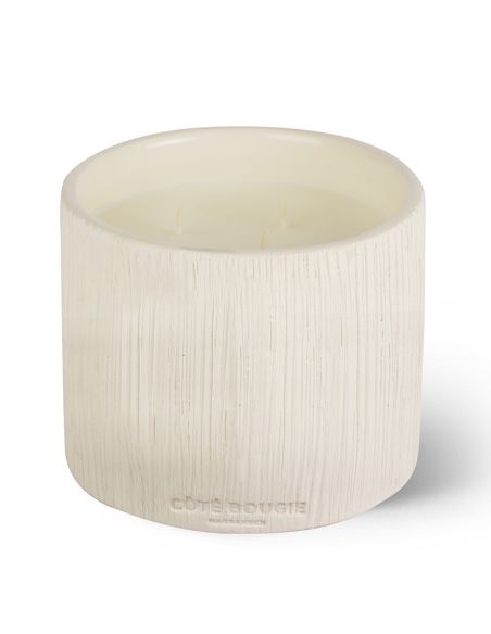 Bougie Striée blanche L - Fleur d'Oranger