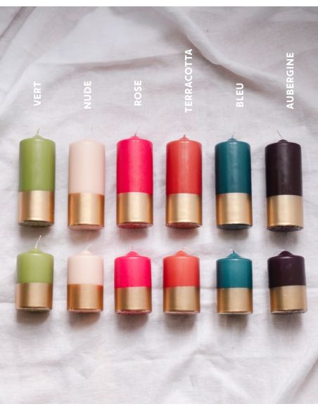 Bougie Pilier 6x15 cmOR et AUBERGIN