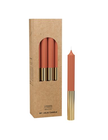 Bougie Cierge 20 cm OR et TERRACOTTA