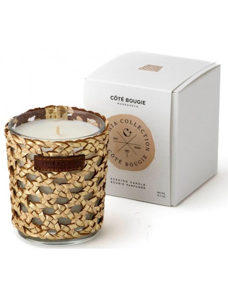 Bougie raphia cuir Yara S - Rose Oud