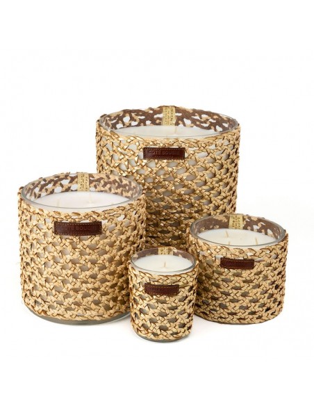 Bougie raphia cuir Yara S - Rose Oud