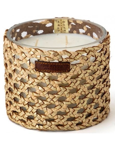 Bougie raphia cuir Yara M - Rose Oud