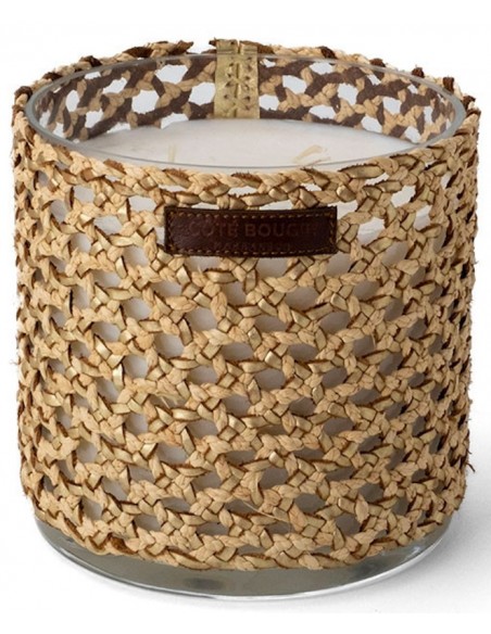 Bougie raphia cuir Yara L - Rose Oud