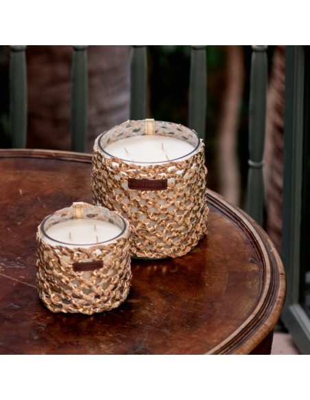 Bougie raphia cuir Yara M - Rose Oud