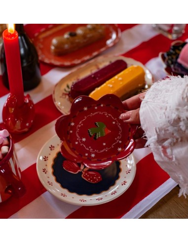 Petite assiette Rouge avec Oiseau - 12cm