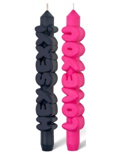 Set de 2 bougies Amour - Noir/Rose