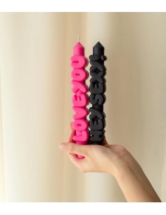 Set de 2 bougies Amour - Noir/Rose 2