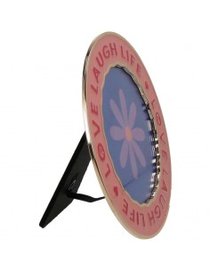 Cadre photo rond en zinc rose - 10 cm 2