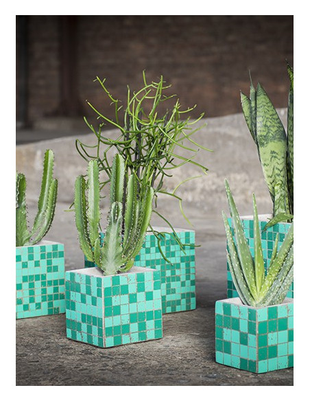 Photophore Pot en ciment Vert