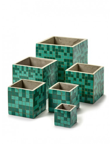 Photophore Pot en ciment Vert