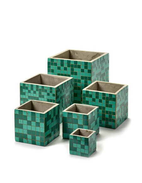 Photophore Pot en ciment Vert