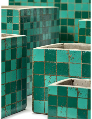 Photophore Pot en ciment Vert