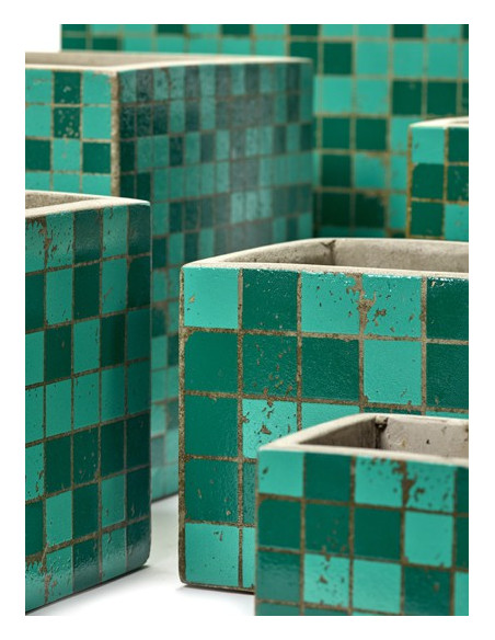 Photophore Pot en ciment Vert