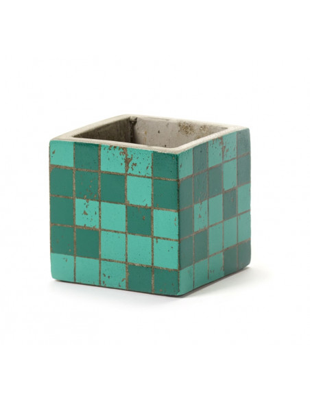 Photophore Pot en ciment Vert